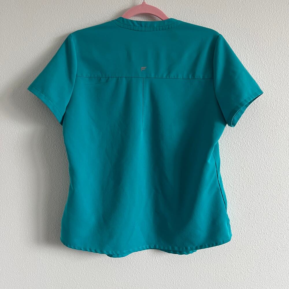 Fabletics Teal V-Neck Short-Sleeve Scrub Top S Single Pocket High-Performance - Picture 7 of 7